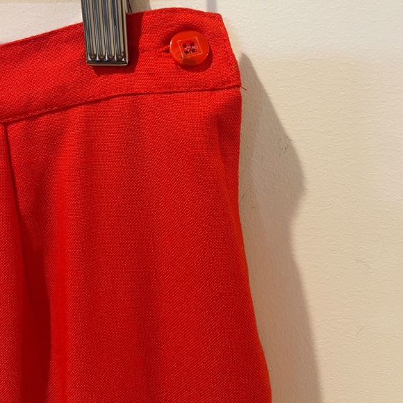 Vintage 80s Candy Apple Red Pencil Skirt with Side Pleats - Picture 5 of 9